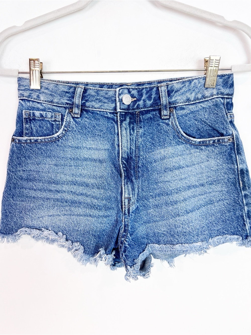 PACSUN CUT OFF DENIM SHORTS ZIP FLY HIGH RISE FESTIVAL SZ 26